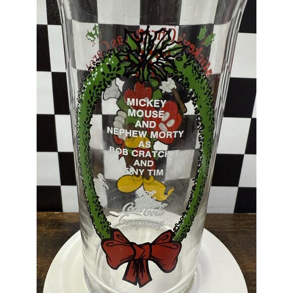 6” Vintage 1982 Walt Disney Mickey’s Christmas Carol Glasses Coca Cola Set of 2 - Picture 3 of 6